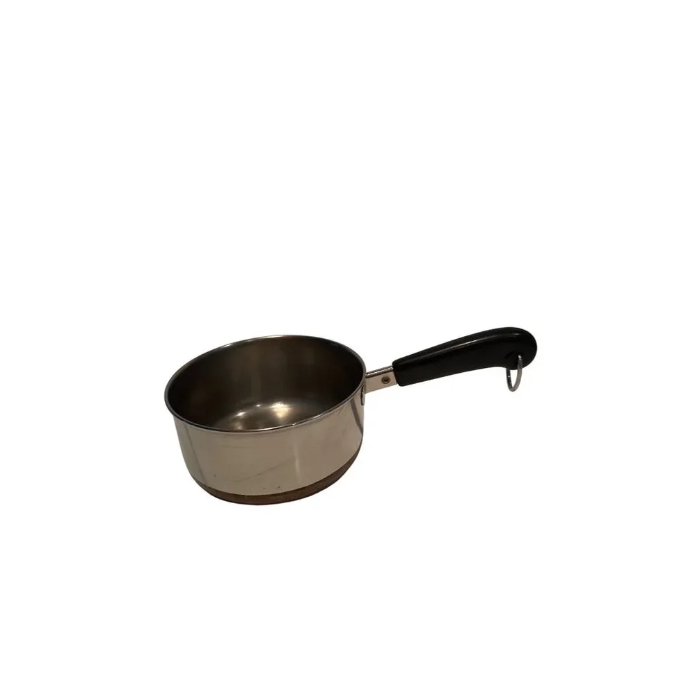 Vintage Revere Ware Stainless Steel 1qt. Saucepan With Black Handle NO Lid